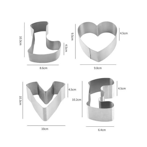 Fém tortaforma, mousse forma-4 darab LOVE