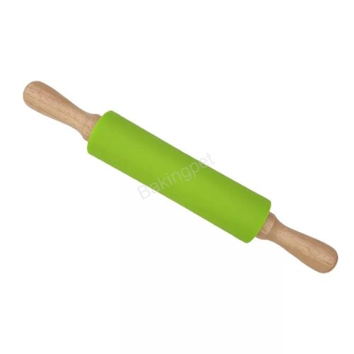 Szilikon nyújtófa, sodrófa fanyéllel 38 cm