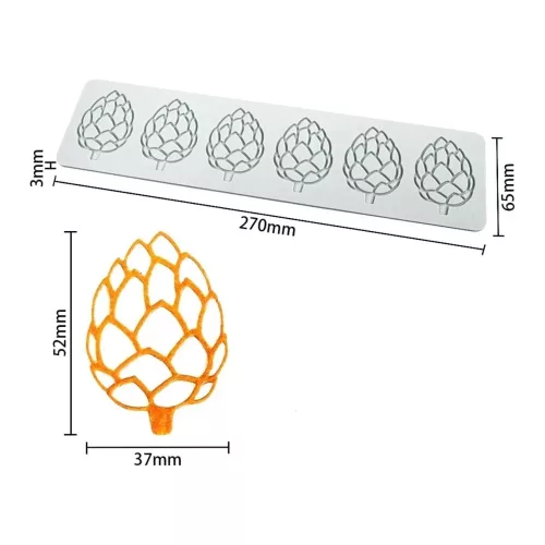 Gyűszűlevél tuile, szilikon ostya forma-6 részes