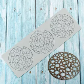   Nagy geometria mintás kör tuile forma, ostya szilikon forma