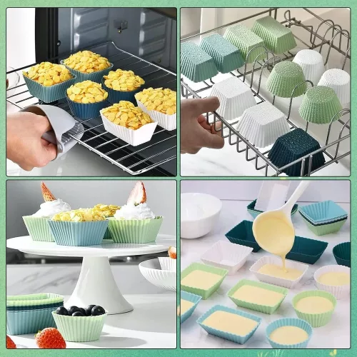 Szilikon Négyzetes Muffin Betétek, Újrahasználható Sütőpoharak-12db