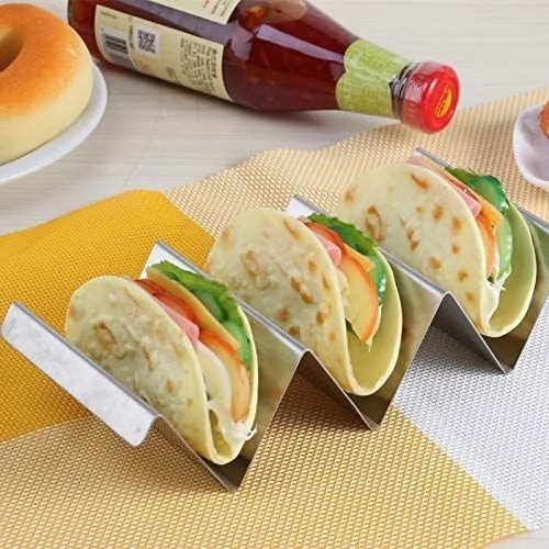 Rozsdamentes fém taco tartó állvány-4 rekesszel