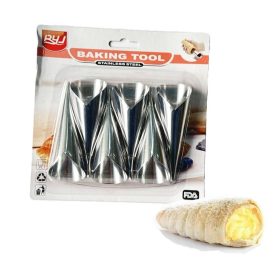   6 darabos fém tölcsér sütőforma, habroló forma 3,5cm átmérő