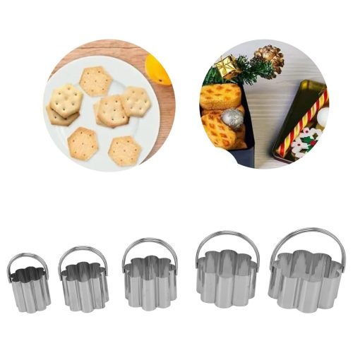 Fém pogácsa szaggató szett virágos- 5 db-os