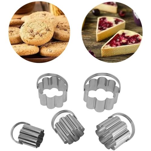 Fém pogácsa szaggató szett virágos- 5 db-os