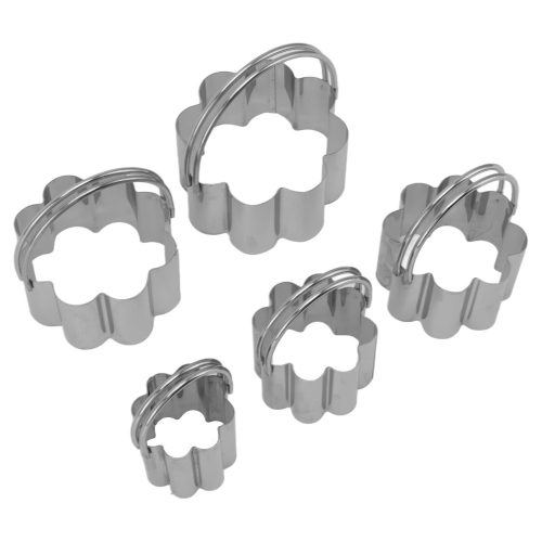 Fém pogácsa szaggató szett virágos- 5 db-os