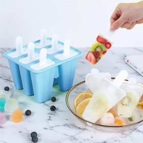   Jégkrém Készítő Szilikon Forma Pálcikákkal – 6 Részes Szett 