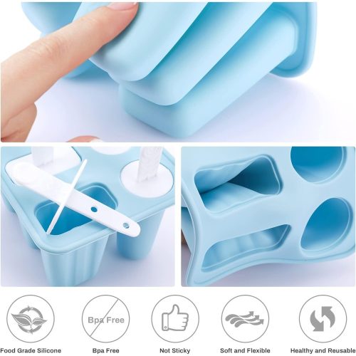 Jégkrém Készítő Szilikon Forma Pálcikákkal – 6 Részes Szett 