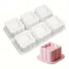 Négyzet virág mintás mousse szilikon forma-6 részes