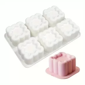 Négyzet virág mintás mousse szilikon forma-6 részes