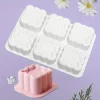 Négyzet virág mintás mousse szilikon forma-6 részes