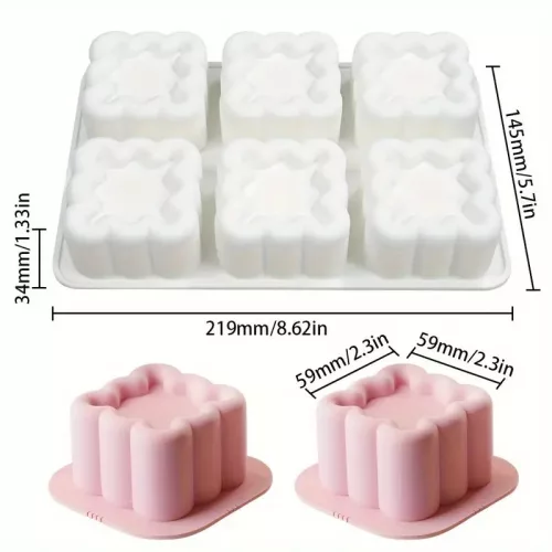 Négyzet virág mintás mousse szilikon forma-6 részes