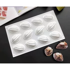   Szilikon süti- és mousse forma – Kagyló minta, 12 részes