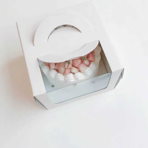 Ablakos tortadoboz, sütemény doboz 16x16x15cm , 5 db-os