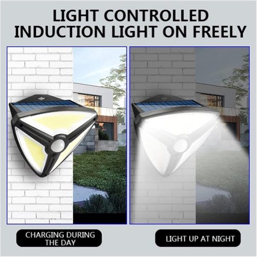 Napelemes háromszög LED fali lámpa mozgásérzékelővel