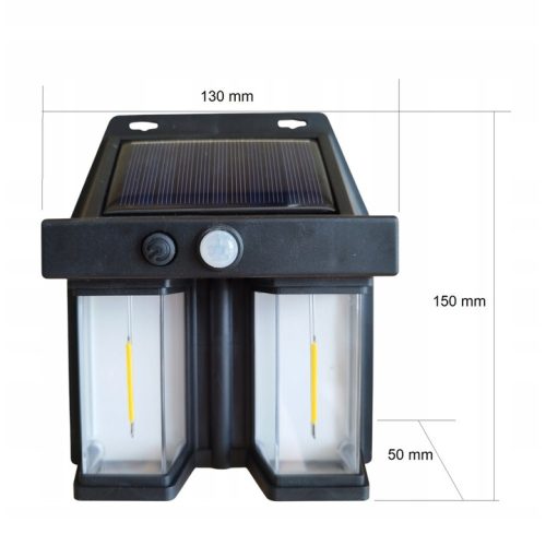 Napelemes mozgásérzékelő fali lámpa melegfénnyel - 2 LED