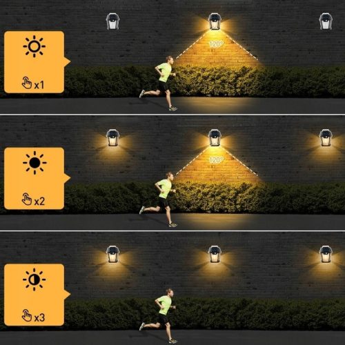 Napelemes mozgásérzékelő fali lámpa melegfénnyel - 3LED