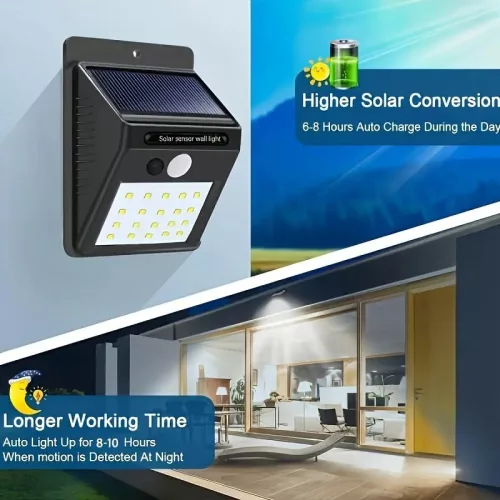 Solar Mozgásérzékelő Napelemes Kültéri Lámpa 30LED