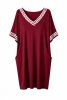 Görögmintás női V-nyakú zsebes ruha, laza bő fazon - Bordó