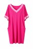 Görögmintás női V-nyakú zsebes ruha, laza bő fazon - Pink