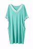 Görögmintás női V-nyakú zsebes ruha, laza bő fazon - Türkiz