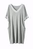 Görögmintás női V-nyakú zsebes ruha, laza bő fazon - Világos szürke