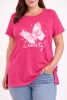 „Liberty” pillangó mintás női ruha, laza oldalvágott fazon - Pink