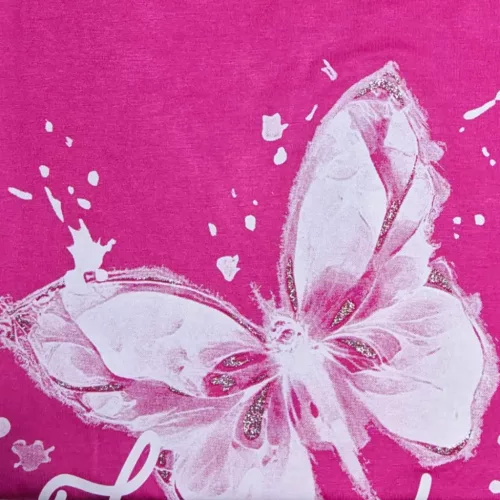„Liberty” pillangó mintás női ruha, laza oldalvágott fazon - Pink