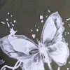 „Liberty” pillangó mintás női ruha, laza oldalvágott fazon - Zöld