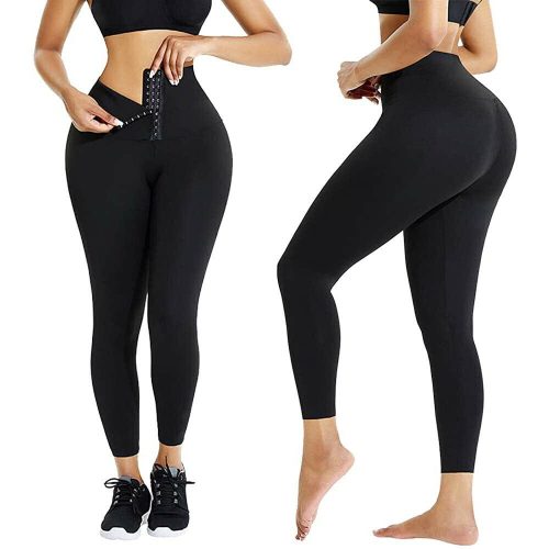 Extrán magas derekú alakformáló női leggins - Fekete
