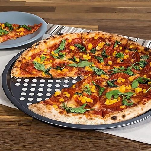 Pizzasütő perforált, tapadásmentes bevonattal