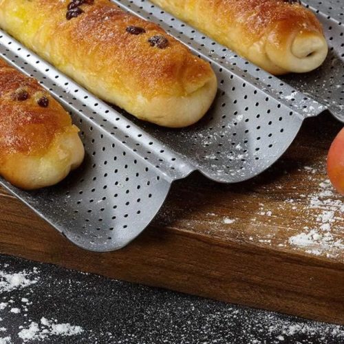 4 részes perforált bagett sütő tepsi/lemez