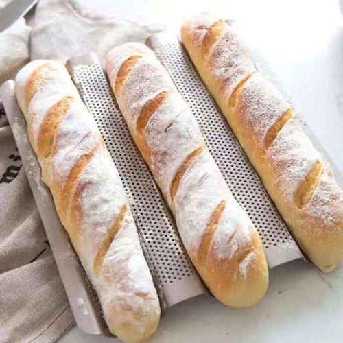 3 részes bagett sütő tepsi/lemez-perforált