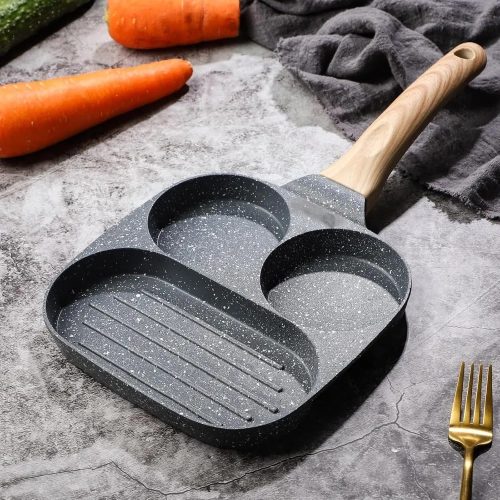 Tapadásmentes tojás és grillserpenyő-3 rekeszes