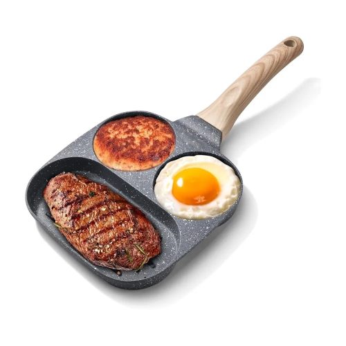Tapadásmentes tojás és grillserpenyő-3 rekeszes