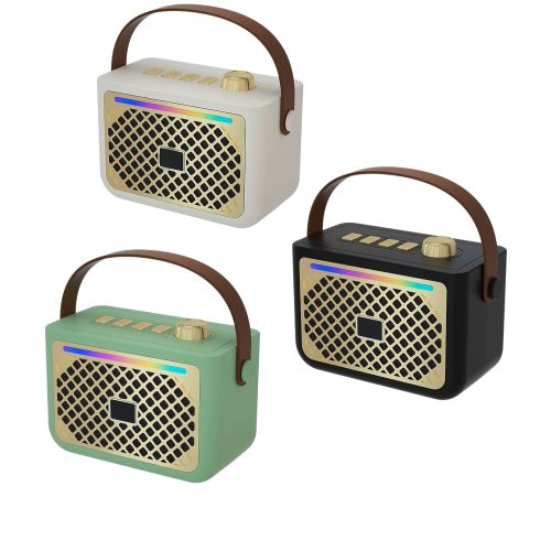 Hordozható retro Bluetooth hangszóró RGB fénnyel