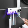 Napelemes fali fogkrém adagoló és fogkefe tartó – Antibakteriális UV-sterilizáló funkcióval