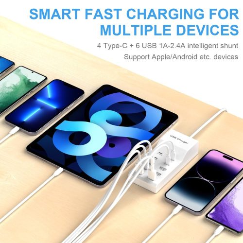 10 portos asztali USB gyorstöltő állomás – 96W