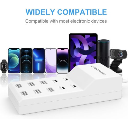 10 portos asztali USB gyorstöltő állomás – 96W