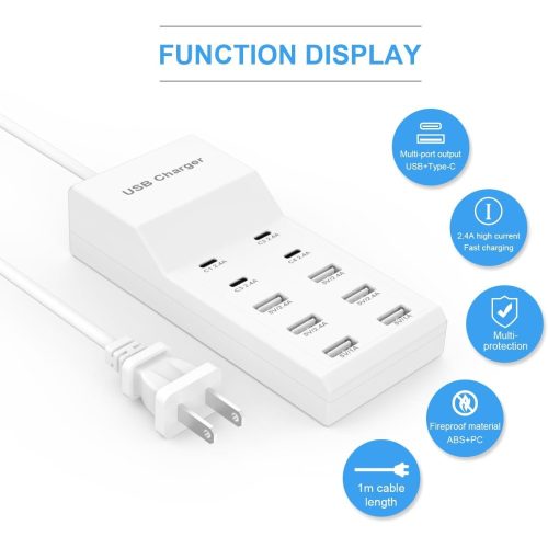 10 portos asztali USB gyorstöltő állomás – 96W