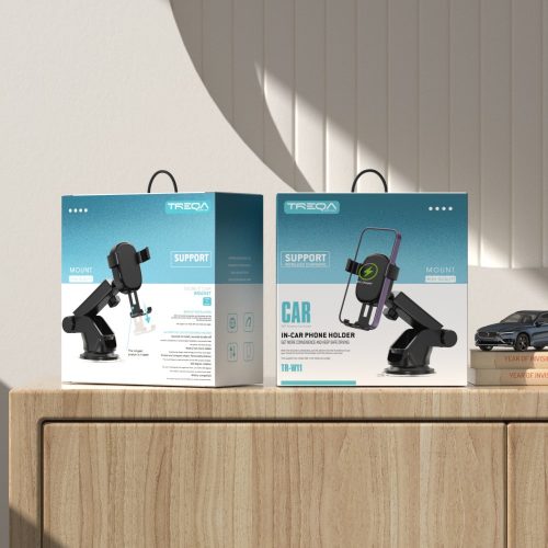 Treqa vezeték nélküli autós töltő és telefontartó