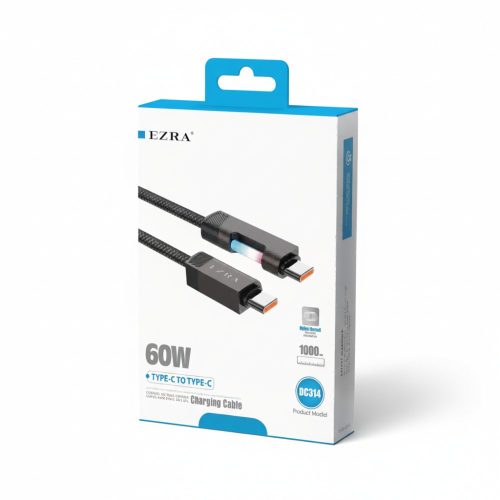 Ezra USB-C – USB-C gyorstöltő kábel RGB jelzőfénnyel 60W - 1 m