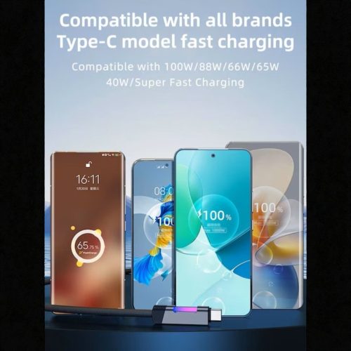 Ezra USB-C – Lightning gyorstöltő kábel RGB jelzőfénnyel PD 27W - 1 m