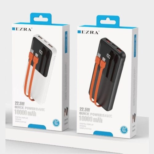 EZRA Power Bank 10 000 mAh TPC és IOS kábellel – 22,5 W 