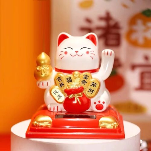 Maneki Neko napelemes szerencsehozó integető macska
