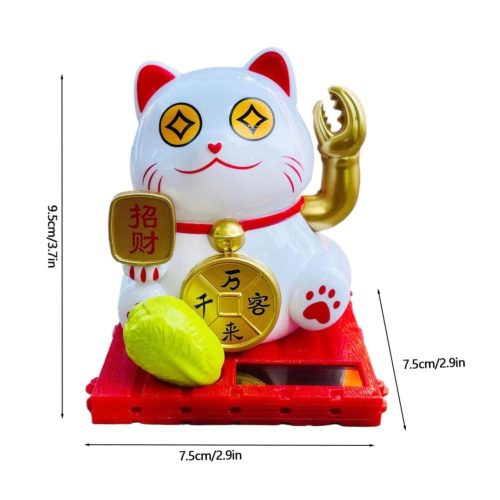 Maneki Neko napelemes szerencsehozó macska arany színű manccsal