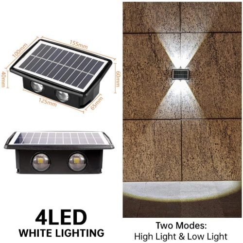 Napelemes mozgásérzékelős fali LED lámpa – 38W, 1200mAh akkumulátorral