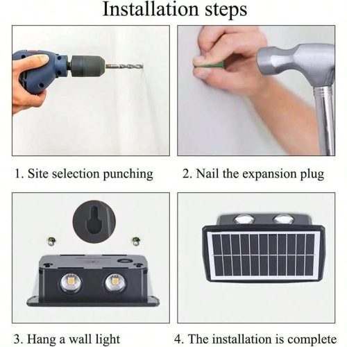 Napelemes mozgásérzékelős fali LED lámpa – 38W, 1200mAh akkumulátorral