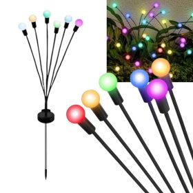   6 LED-es szolár szentjánosbogár kerti lámpa színes fénnyel - 2db