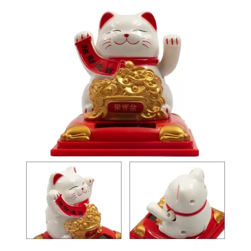 Maneki Neko napelemes szerencsehozó integető macska